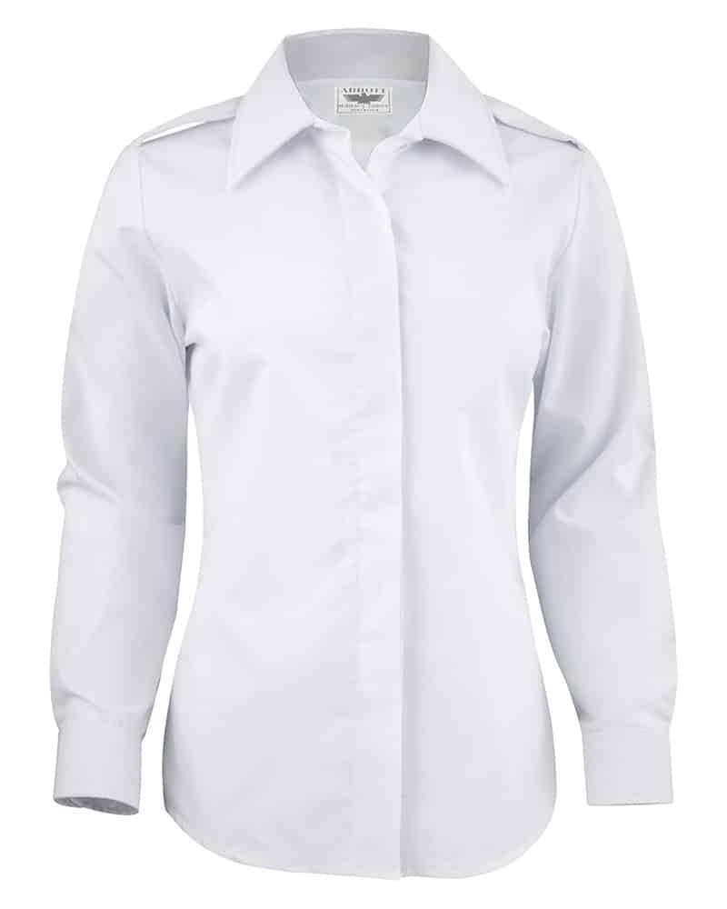Female White Long Sleeve Shirt with Epaulets – Nate Woodard Female White Long Sleeve Shirt with Epaulets – Nate Woodard