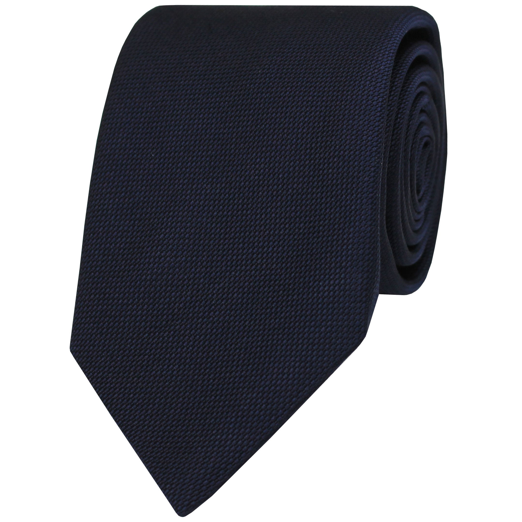 Navy Blue Woven Silk Cotton Blend Tie
