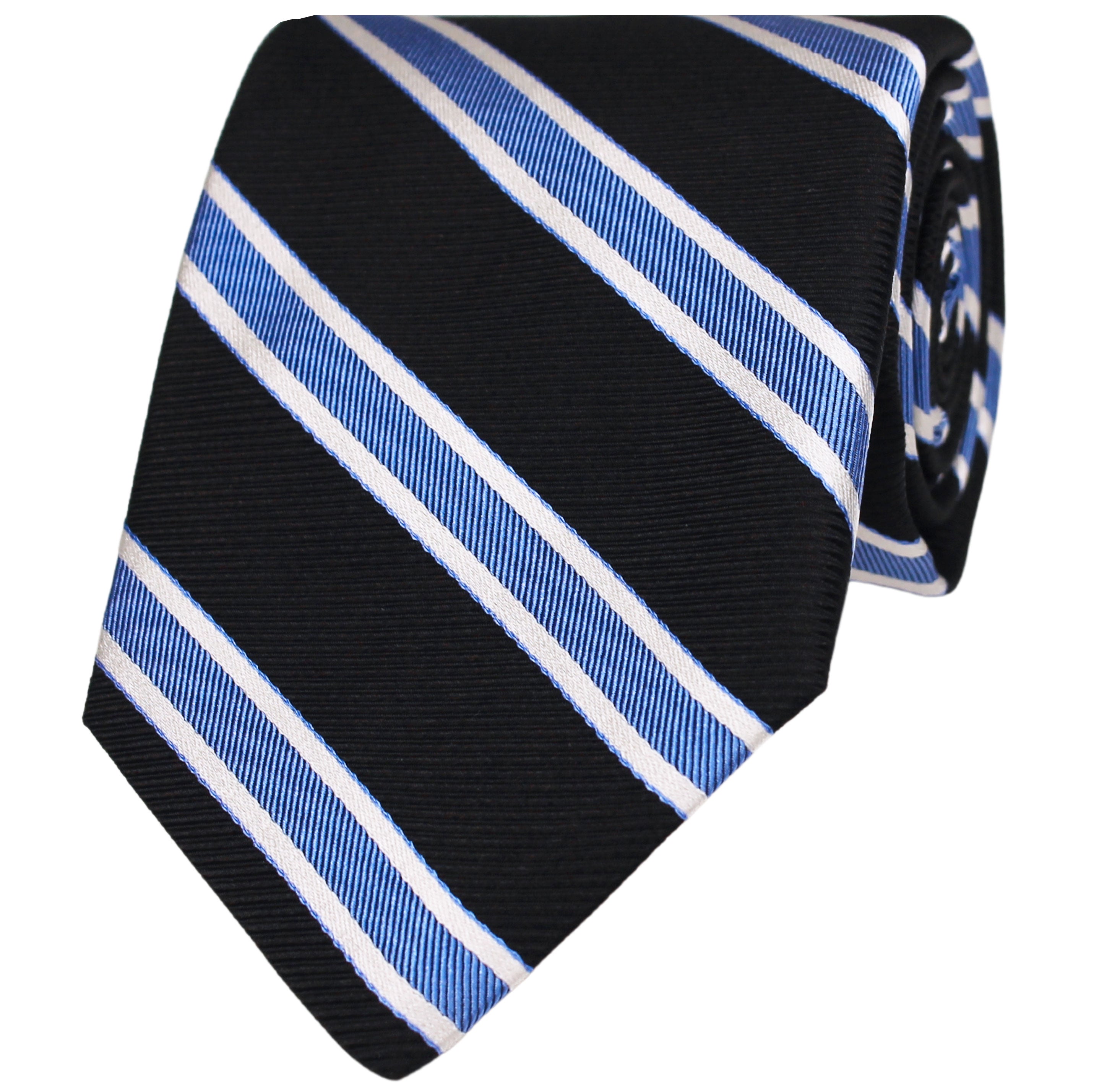 Black Broad Striped Silk Tie