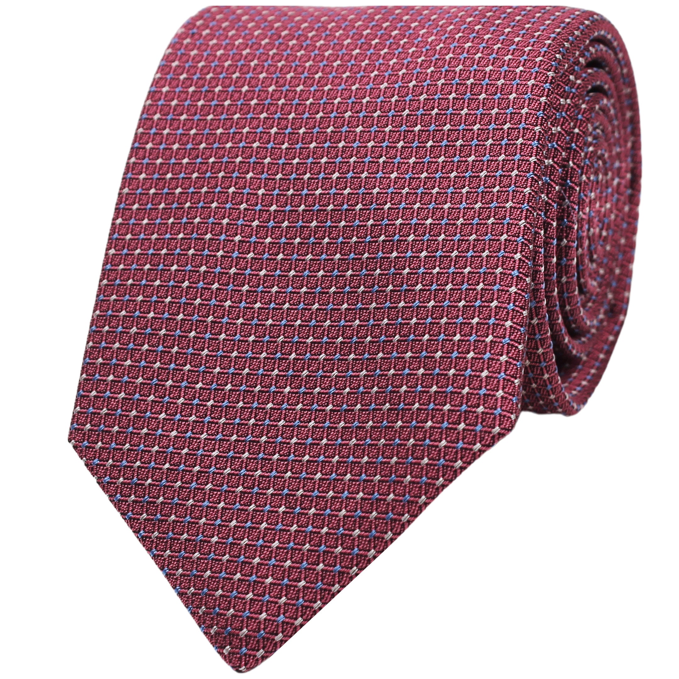 Pink Small Squares Silk Cotton Blend Tie