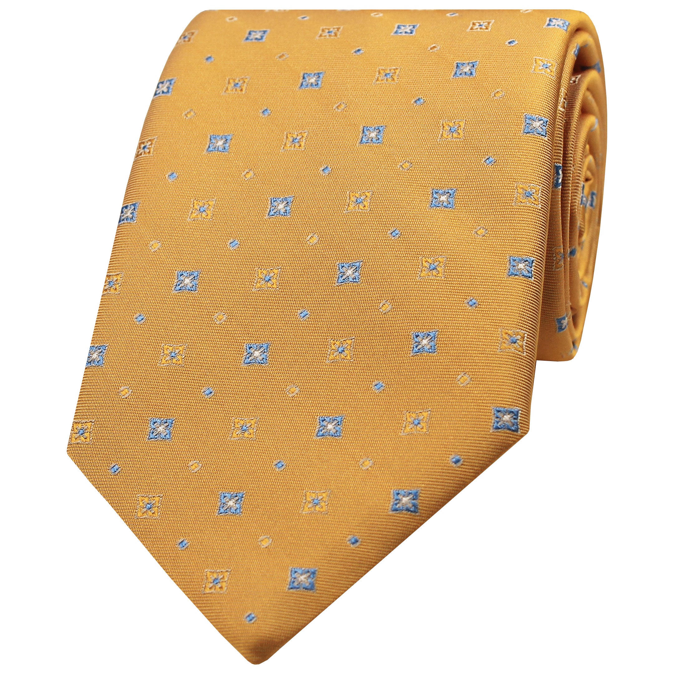 Yellow Plain Diamond Silk Tie