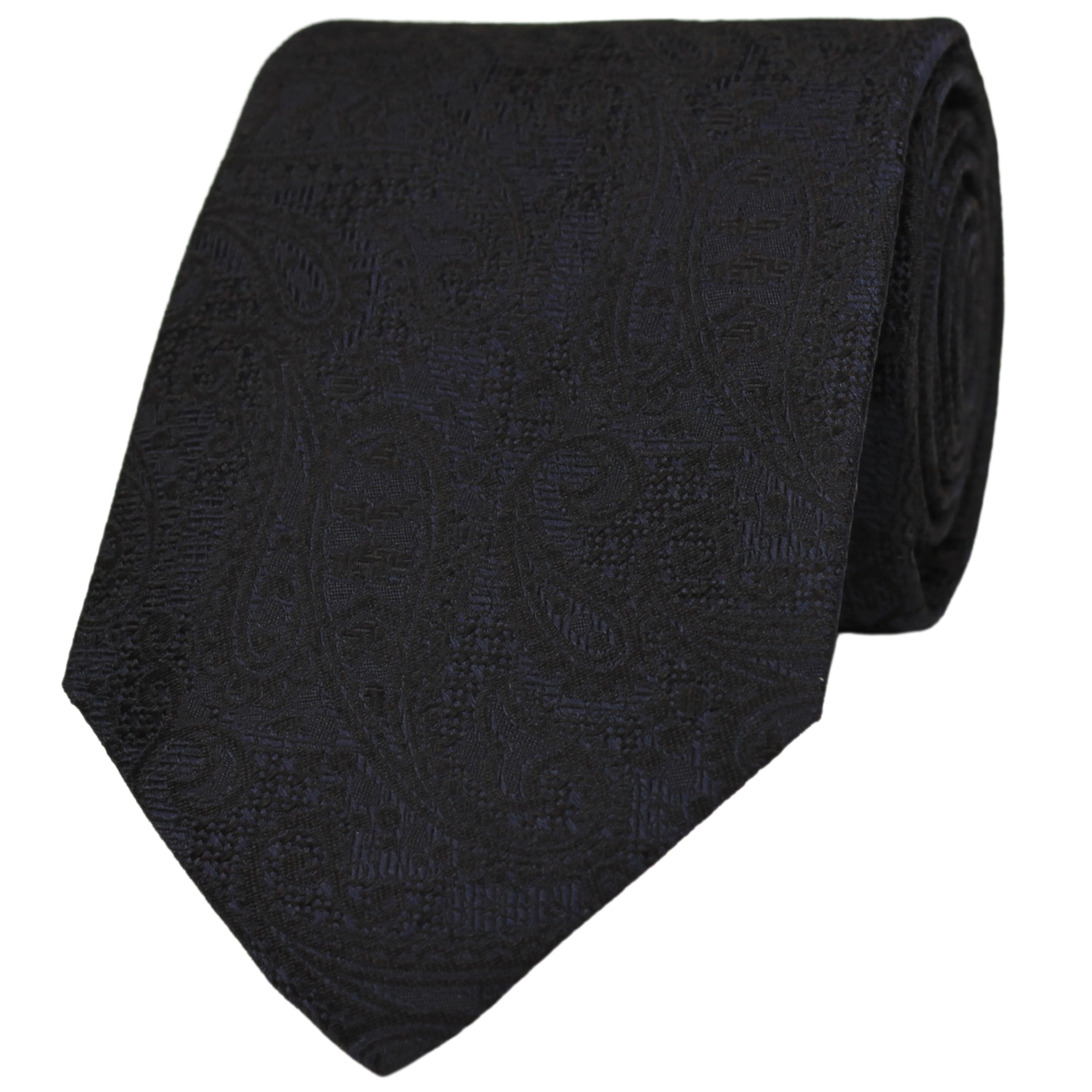 Black Large Paisley Silk Tie