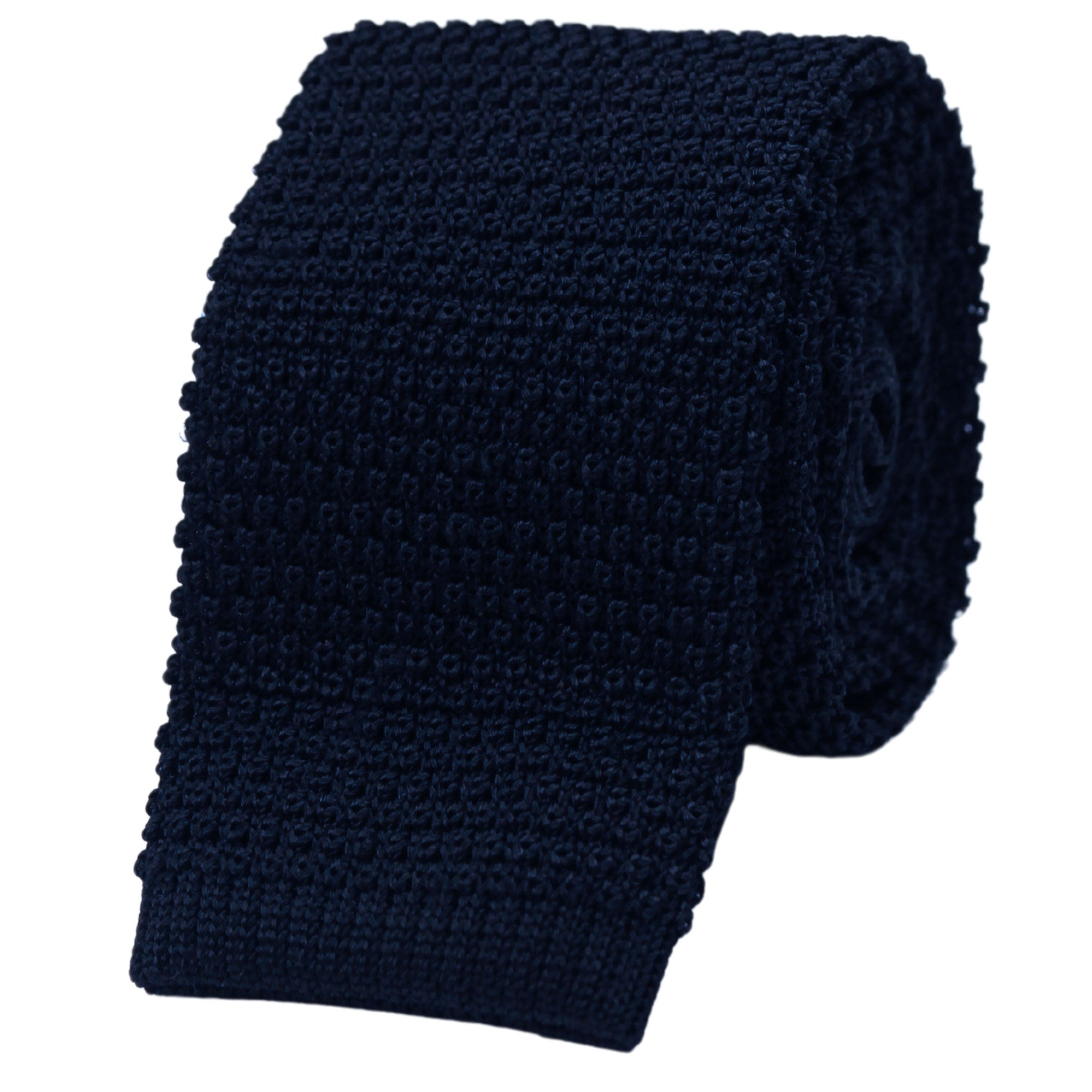 Navy Blue Knit Silk Tie