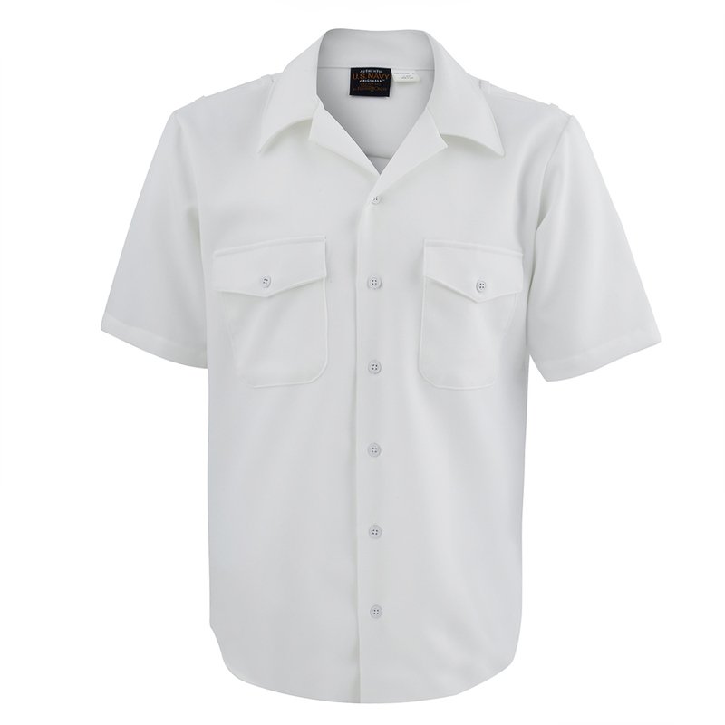 Navy Men's Summer White Uniform Shirt