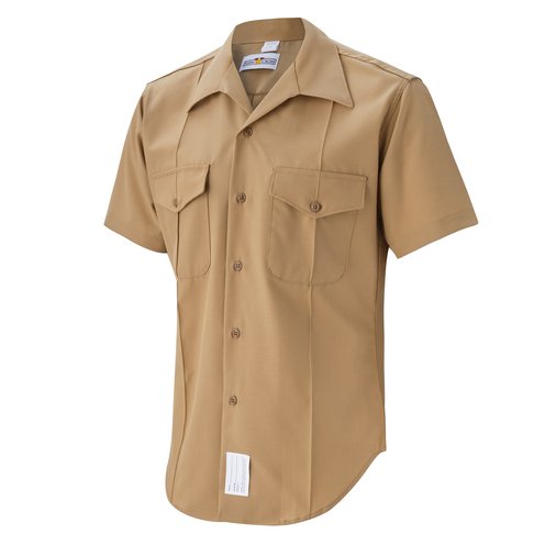 Male S/S Khaki Shirt with Permanent Creases