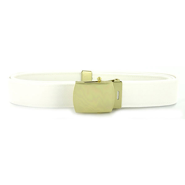 Navy Belt & Buckle with 24K Gold Buckle and Tip (White)