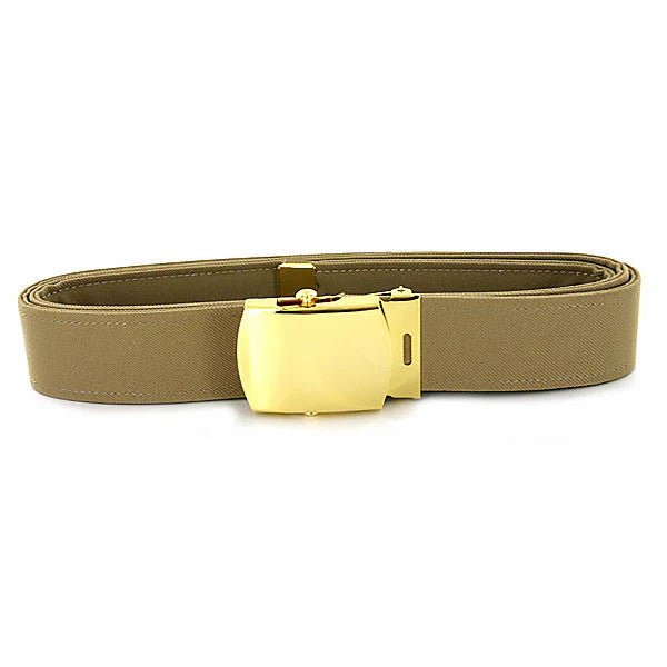 Navy Belt & Buckle with 24K Gold Buckle and Tip (Khaki)