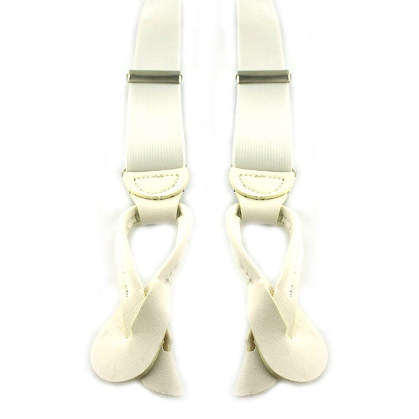 Suspenders: White with Leather-End