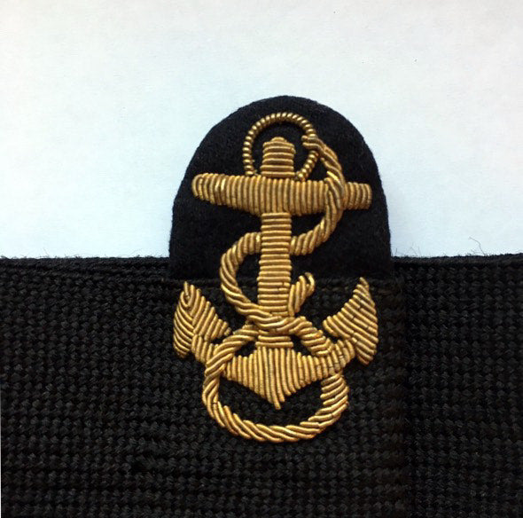 Hand Embroidered Gold Bullion Navy Midshipman Badge with Cap Band for Combination Cover