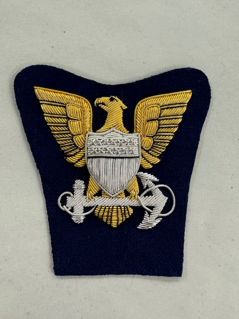 Image Hand Embroidered Gold Bullion Coast Guard Officer Crest with Cap Band for Combination Cover