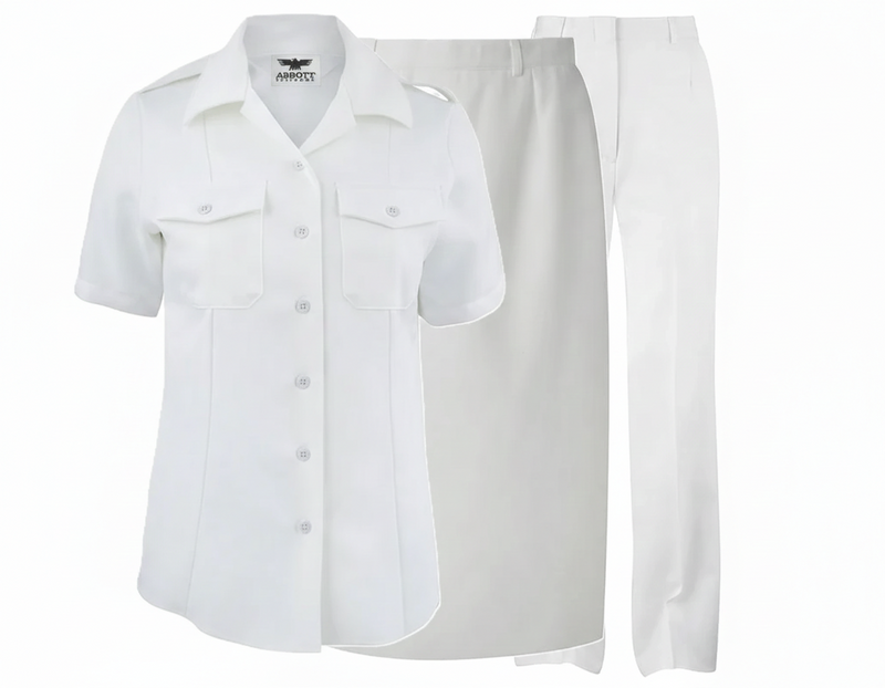 Navy Women's Summer White Uniform Set w/Pants & Skirt
