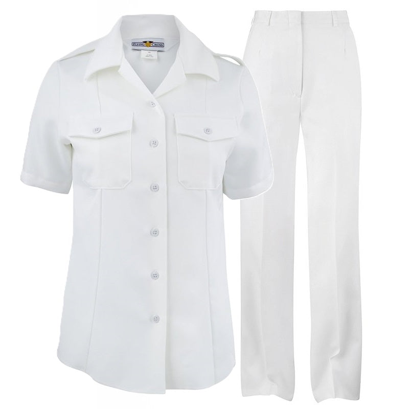 Navy Women's Summer White Uniform Set w/Pants