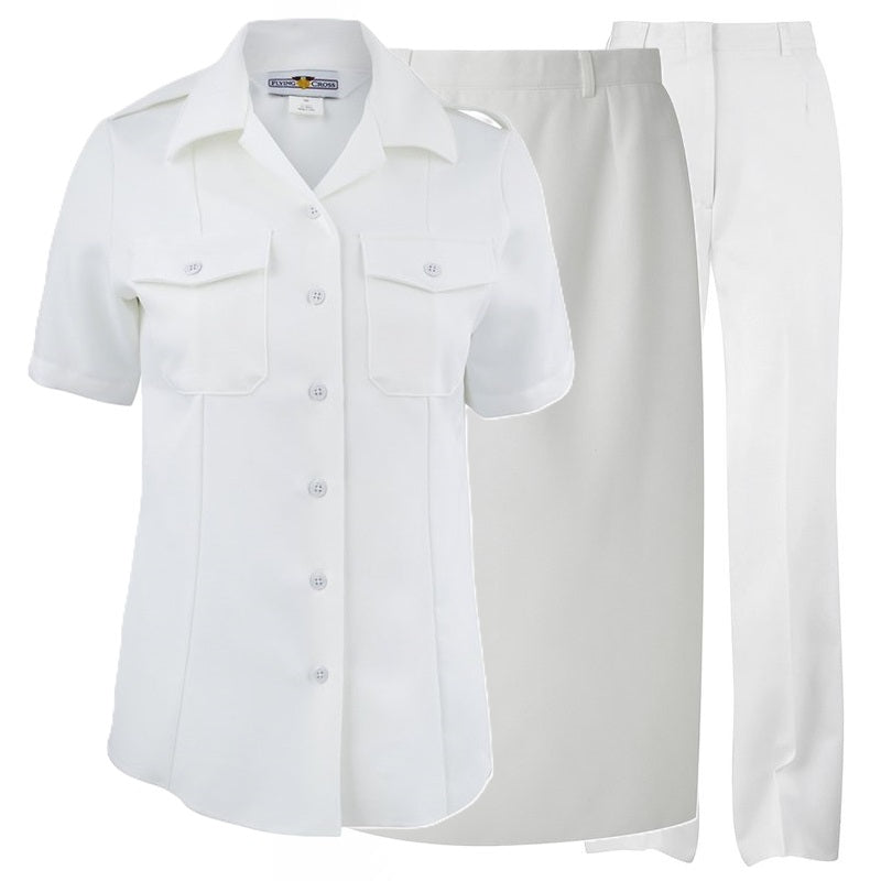 Navy Women's Summer White Uniform Set w/Pants & Skirt