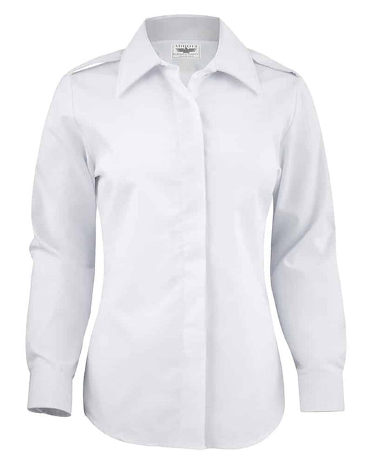 women's white dress shirt Female White Long Sleeve Shirt with Epaulets – Nate Woodard