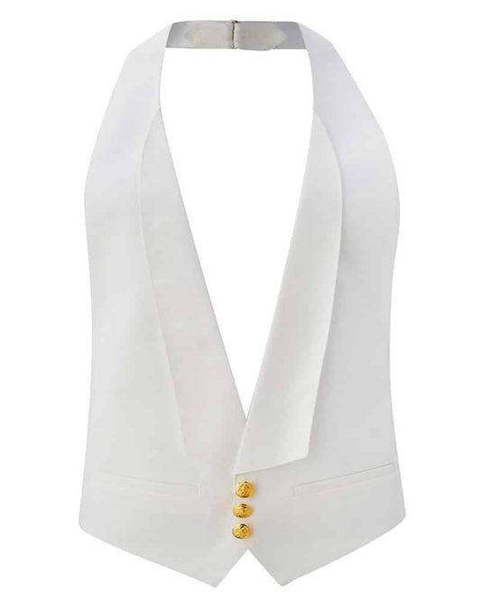 Vest – White Formal Pique w/Gold Buttons
