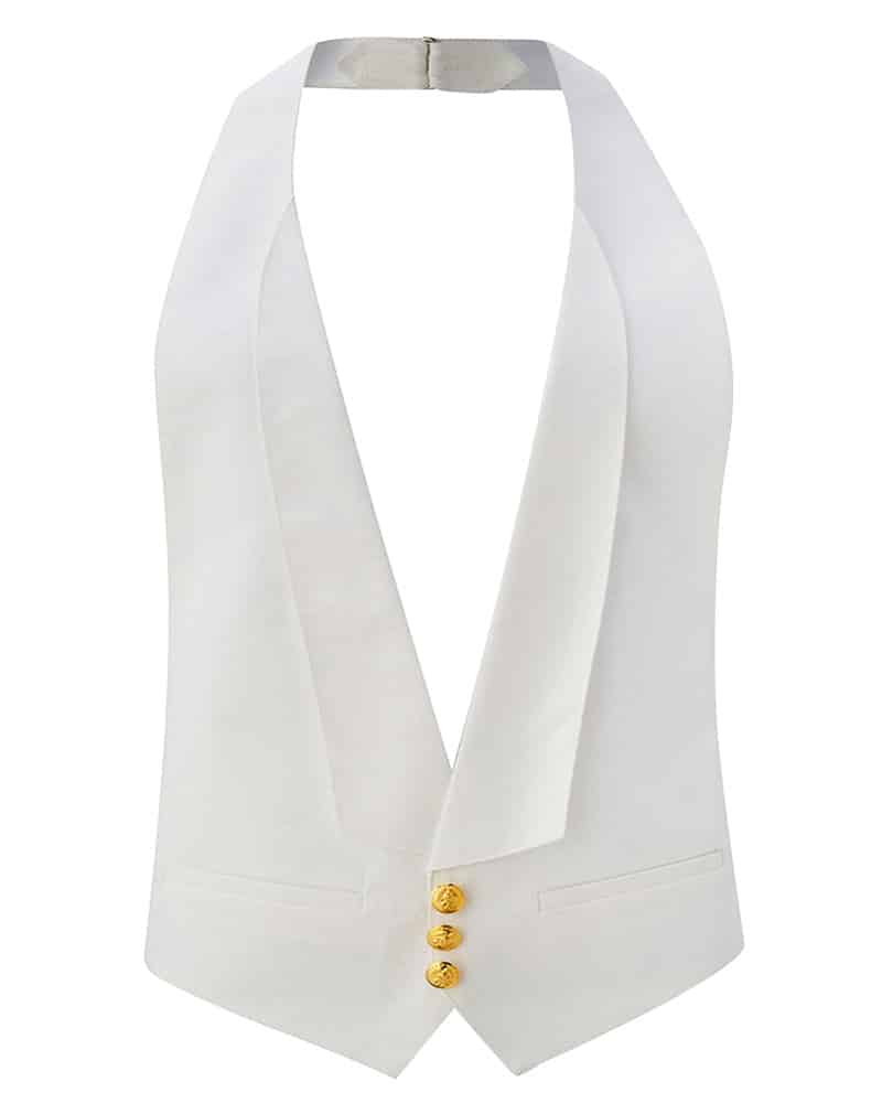 Vest – White Formal Pique w/Gold Buttons