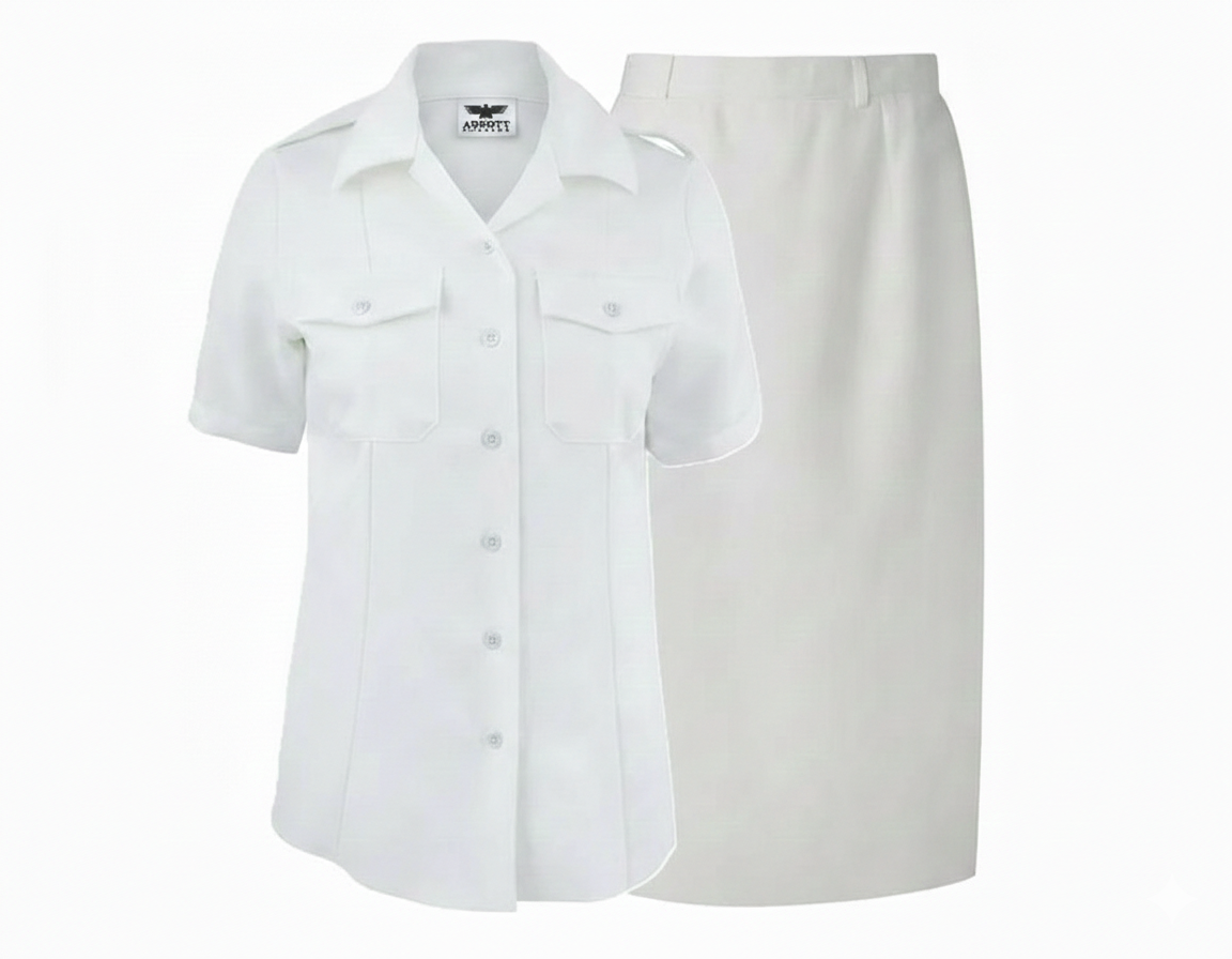 Navy Women's Summer White Uniform Set w/Skirt
