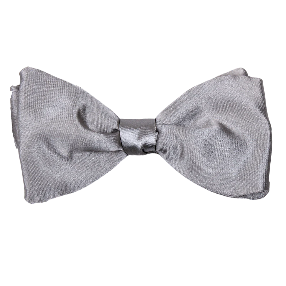 Plain Silver Silk Formalwear Bow Tie