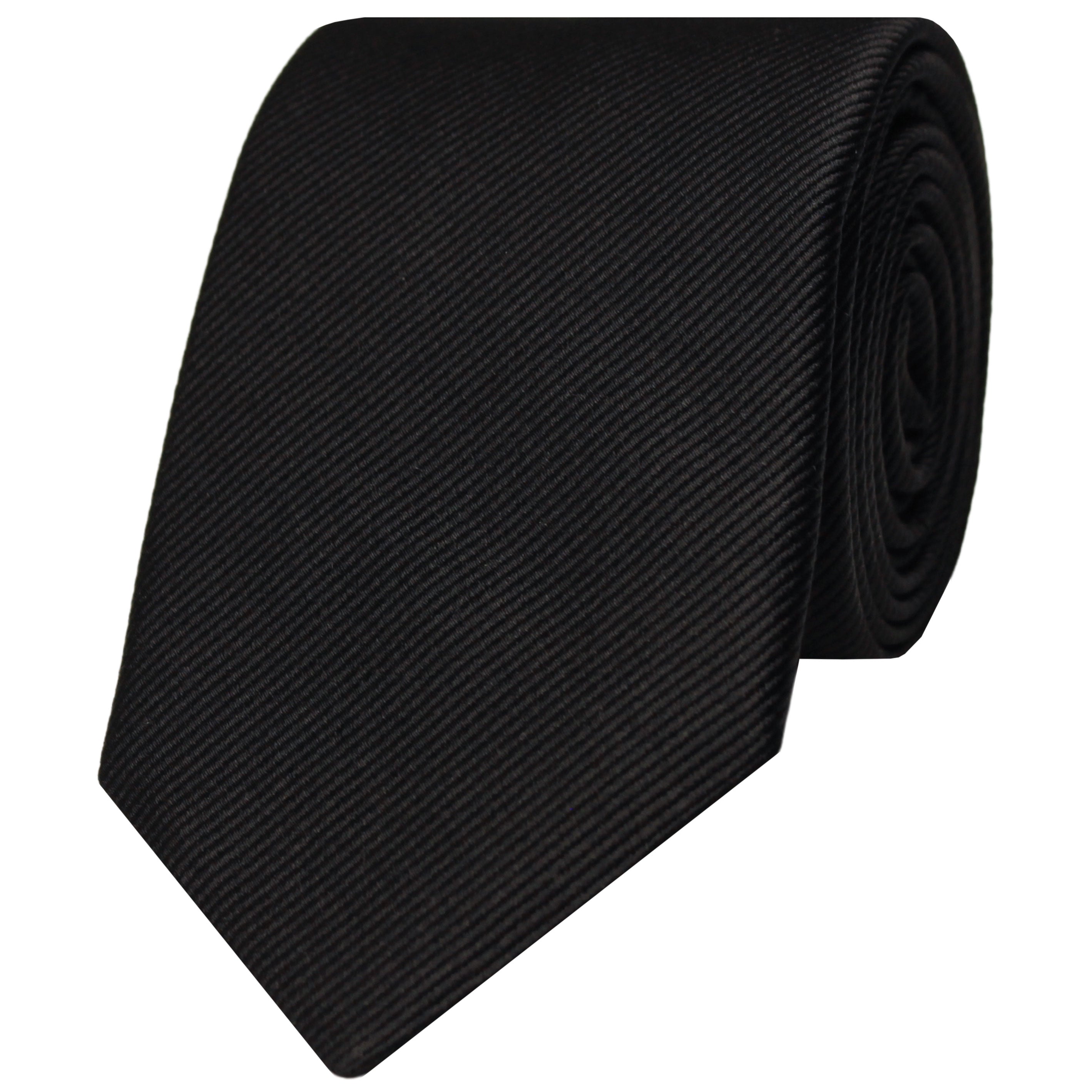 Black Woven Twill Solid Silk Tie