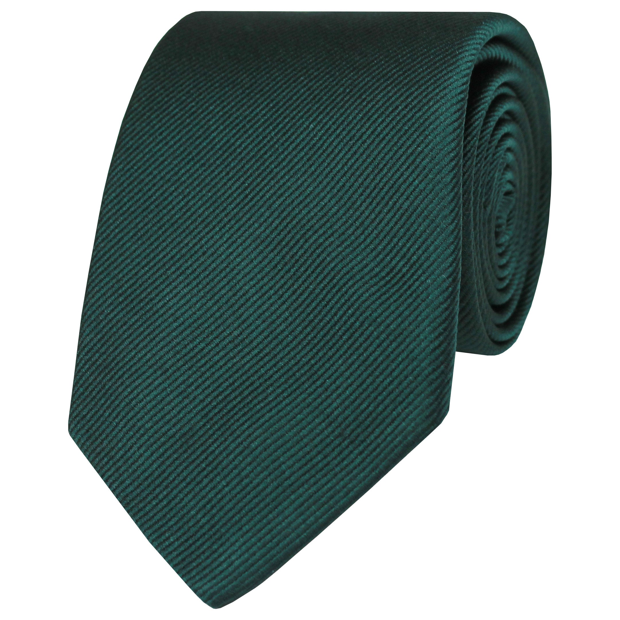 Hunter Green Woven Twill Solid Silk Tie