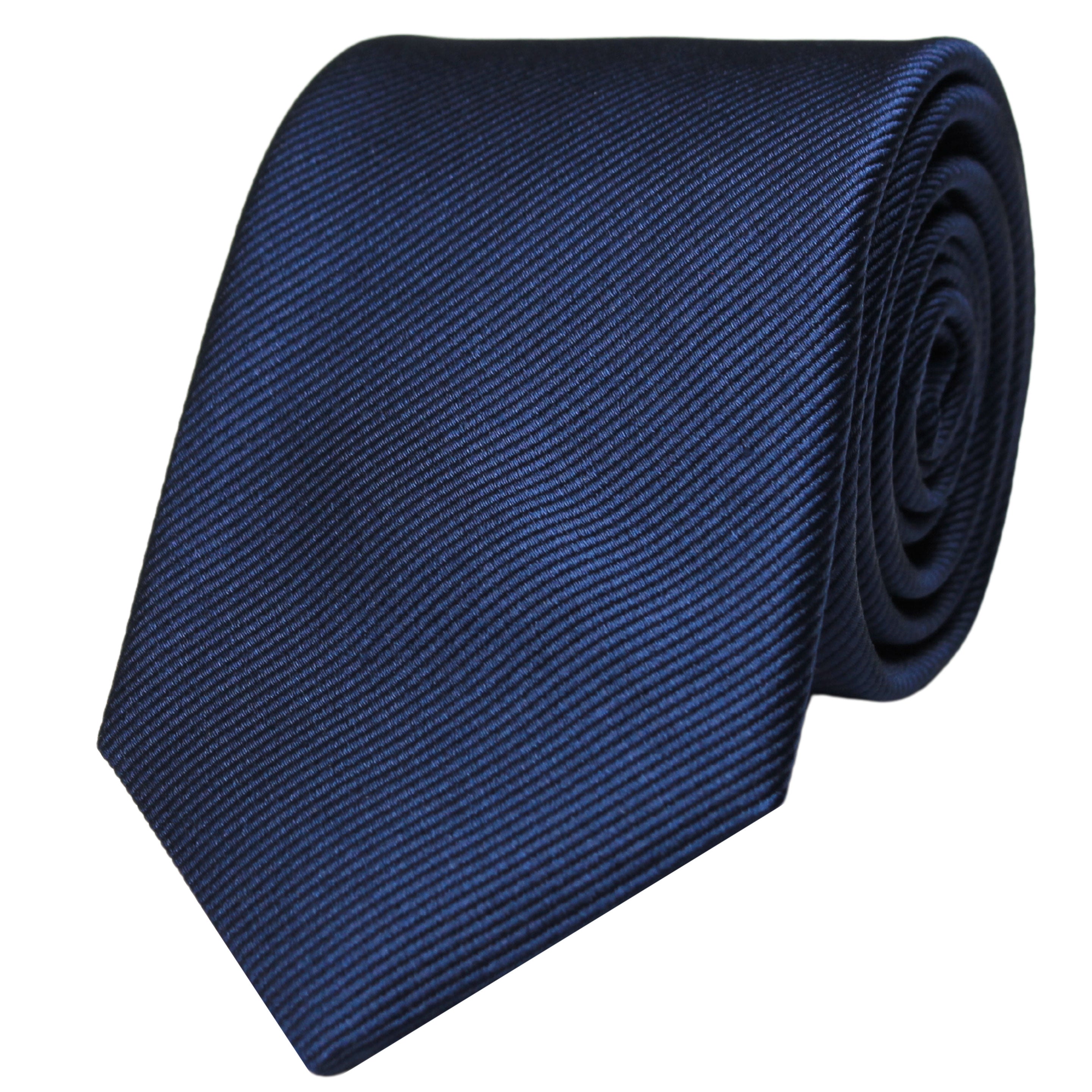 Navy Blue Woven Twill Solid Silk Tie