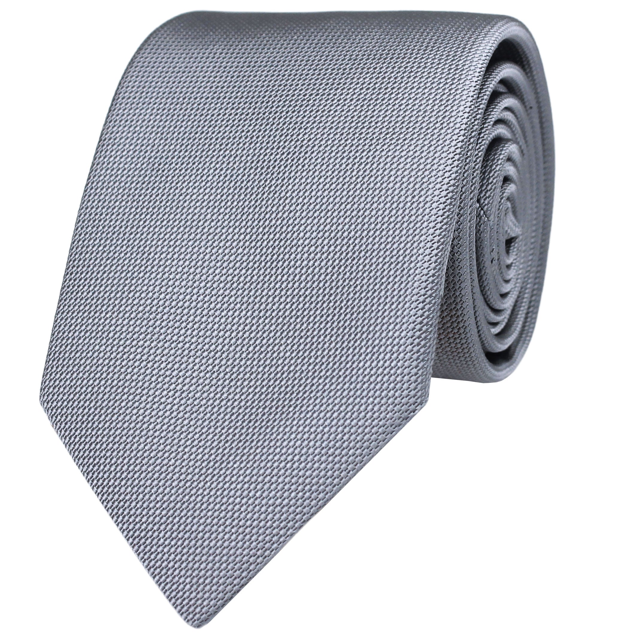 Silver Woven Silk Cotton Blend Tie