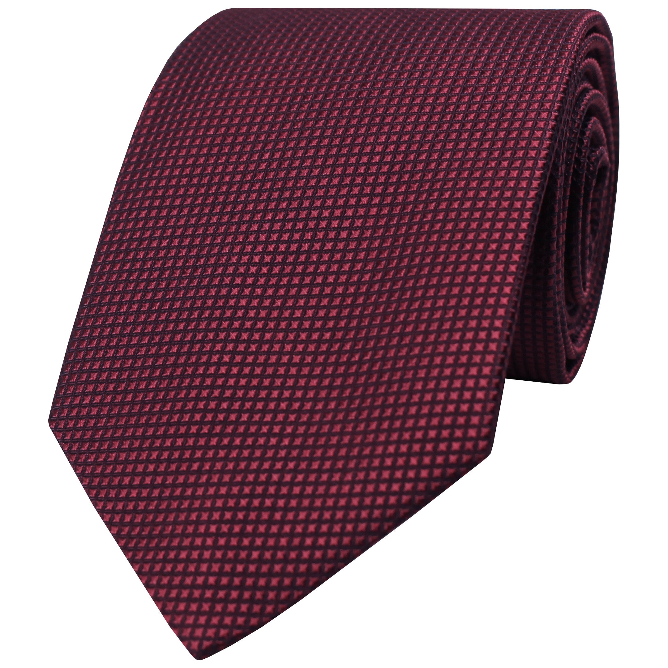 Burgundy Solid Squares Silk Tie