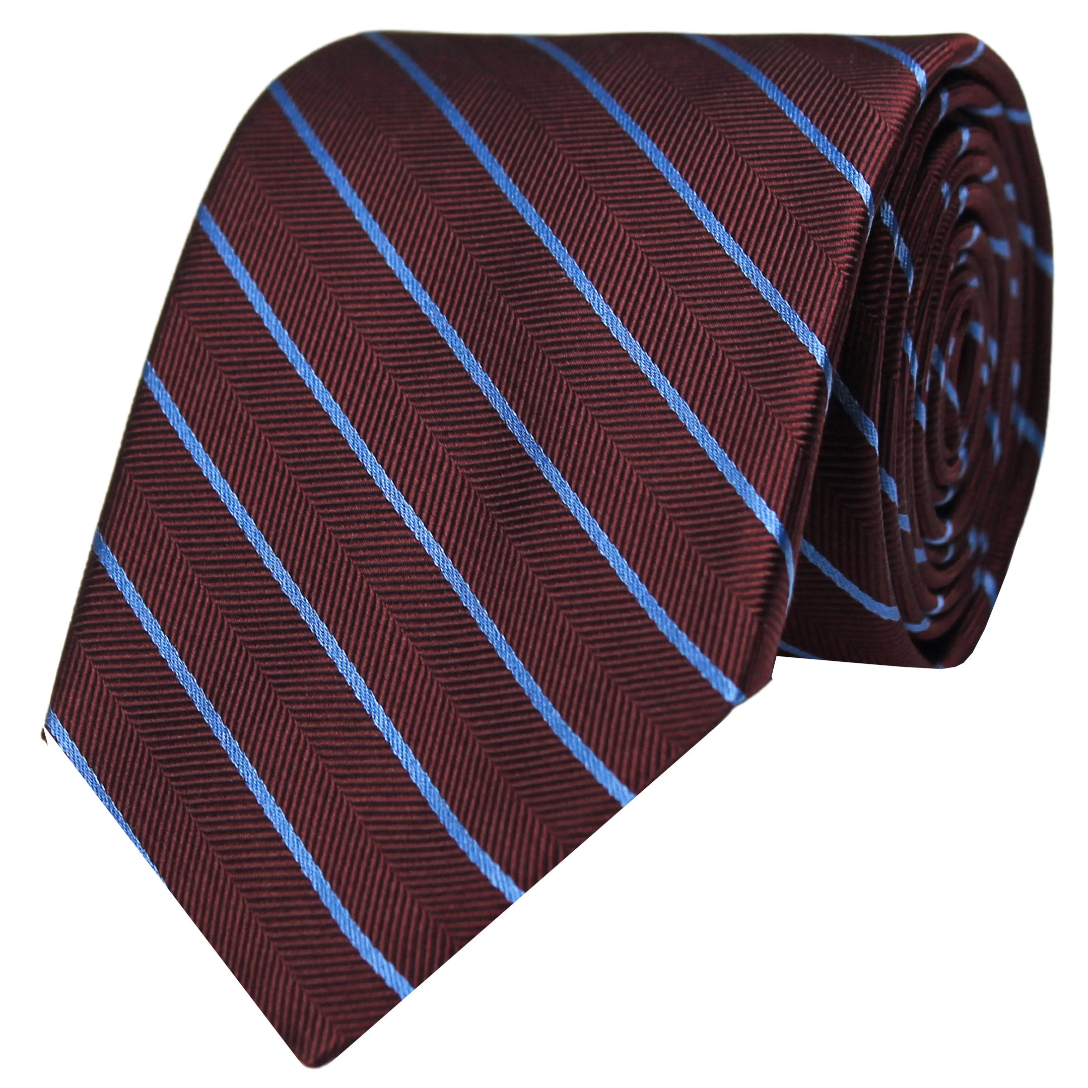 Burgundy Herringbone Striped Silk Tie