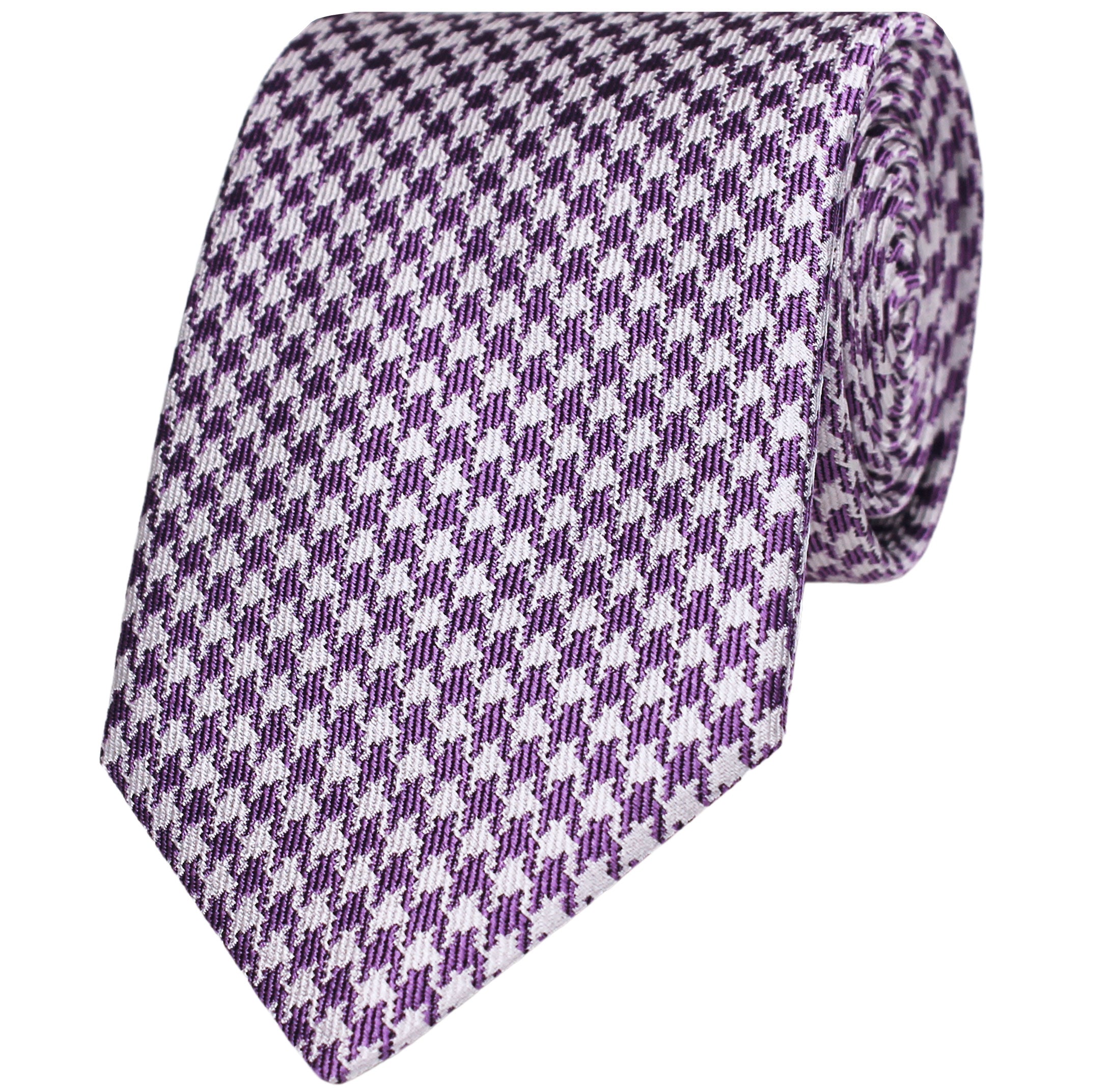 Purple Houndstooth Silk Tie