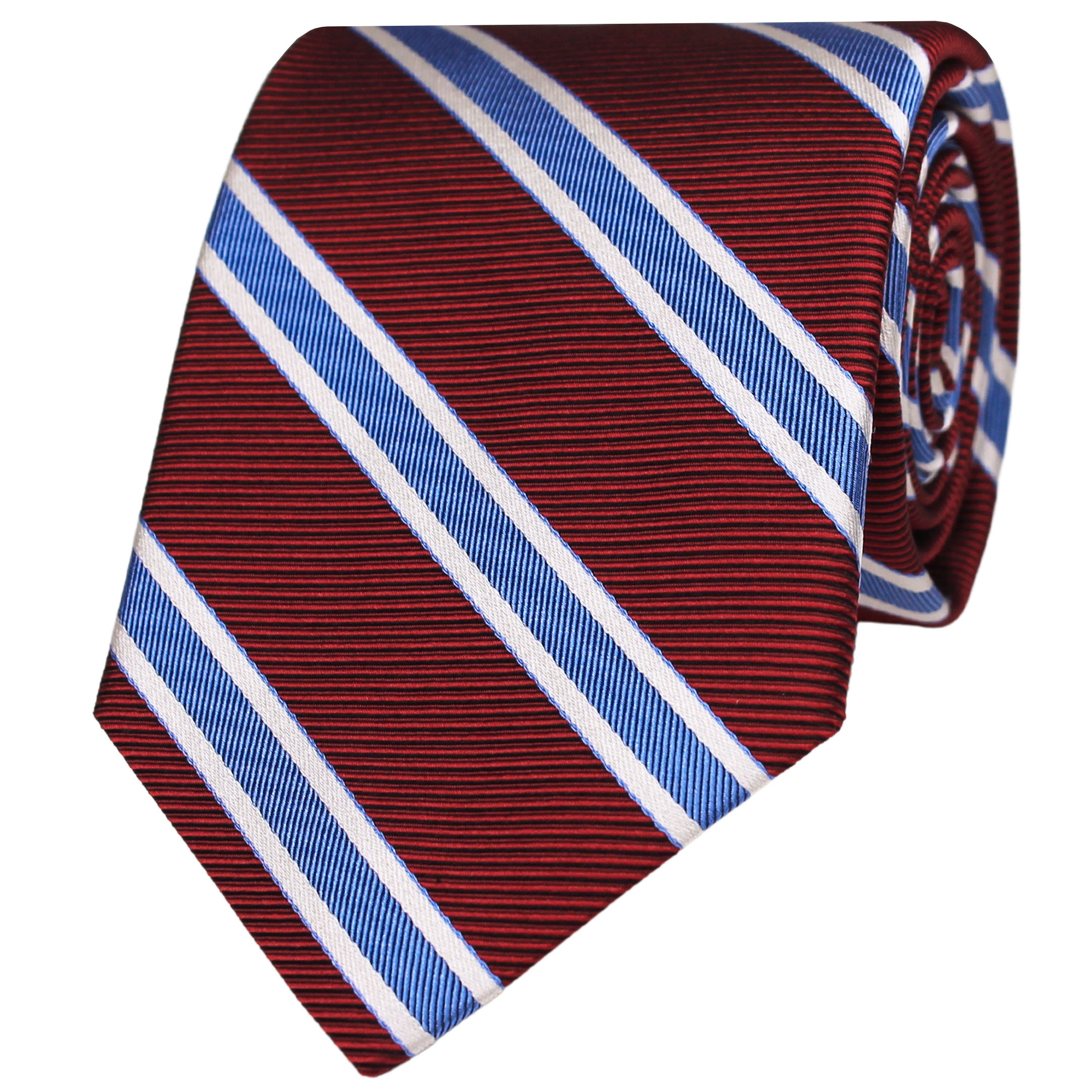 Red Broad Striped Silk Tie