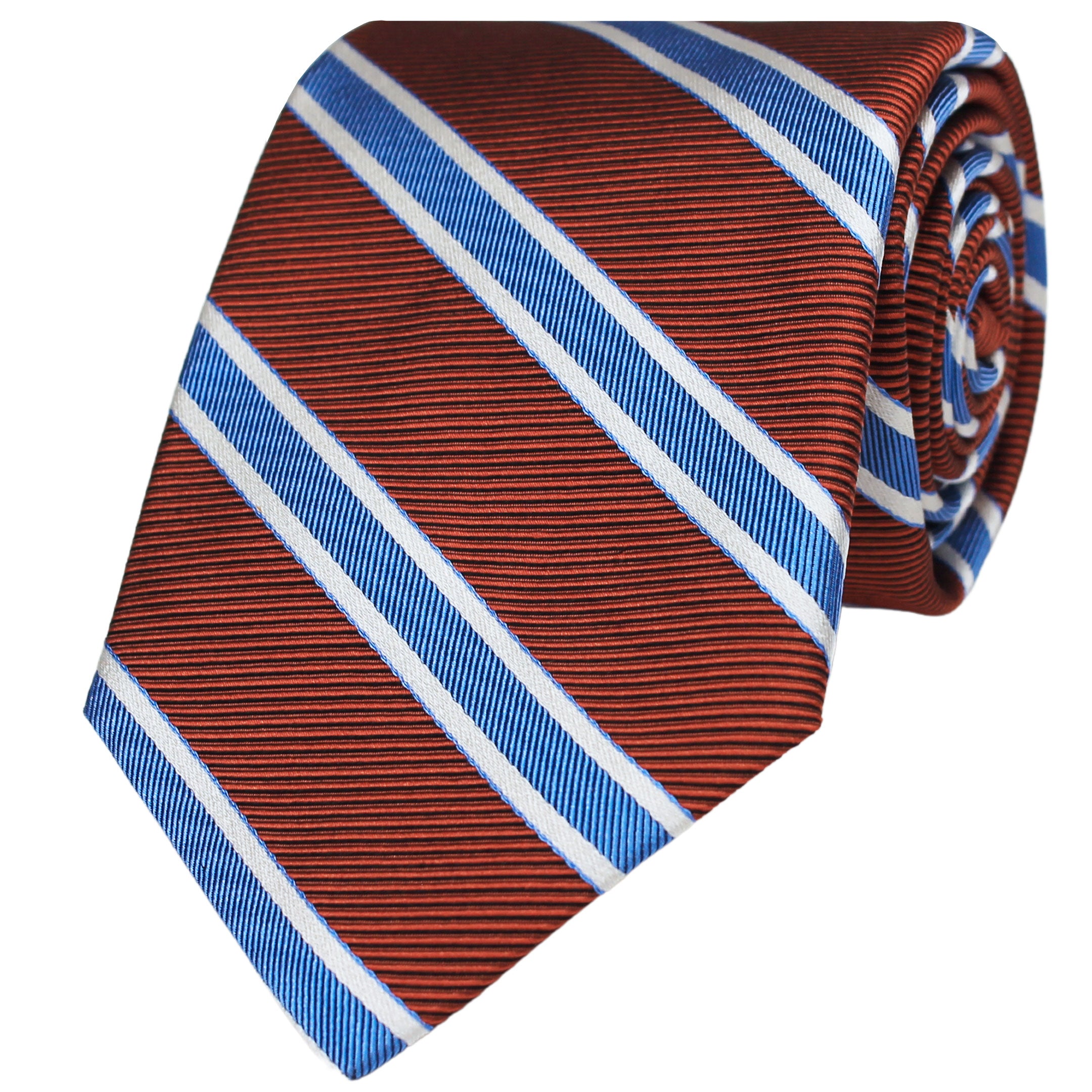 Orange Broad Striped Silk Tie