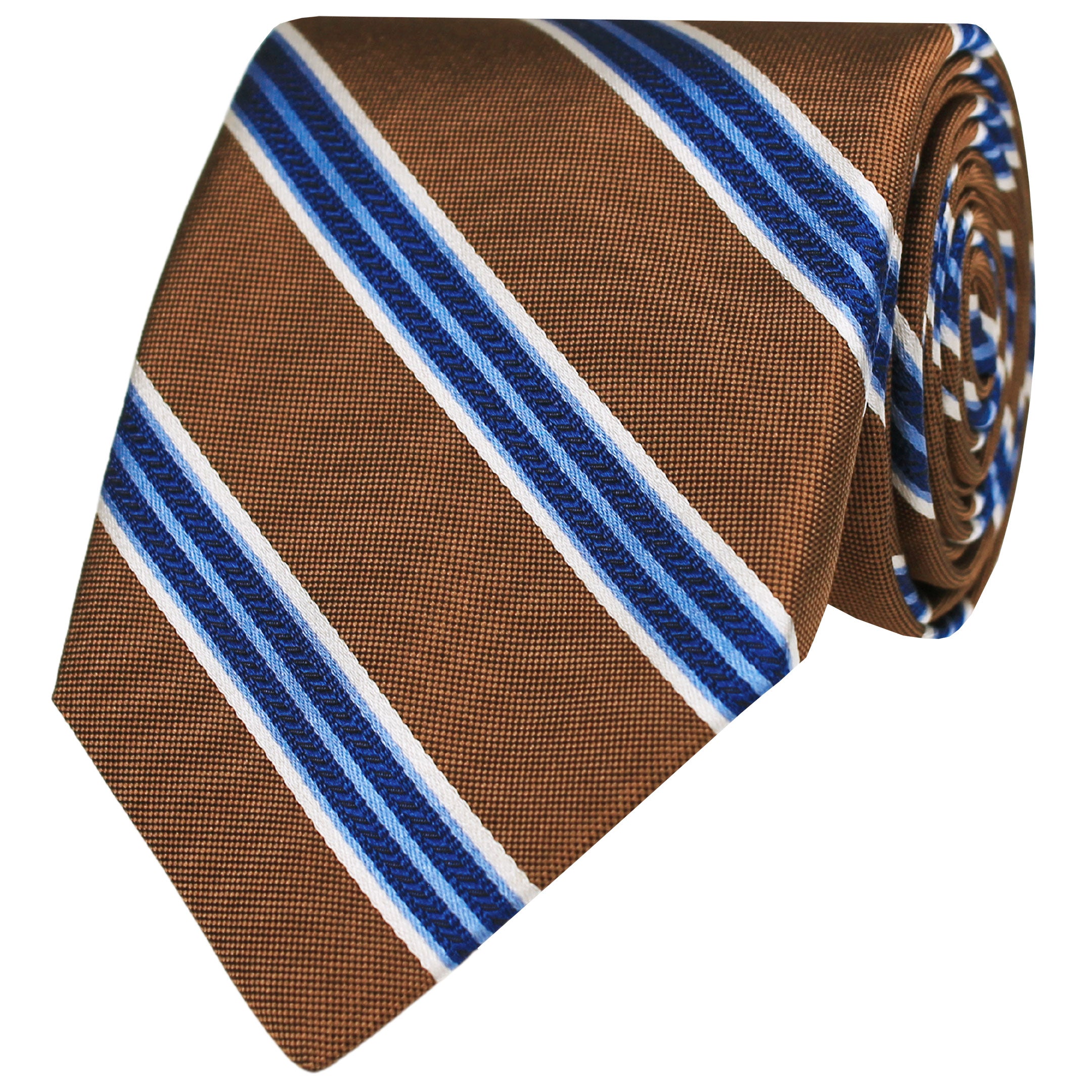 Brown Multi Striped Silk Tie