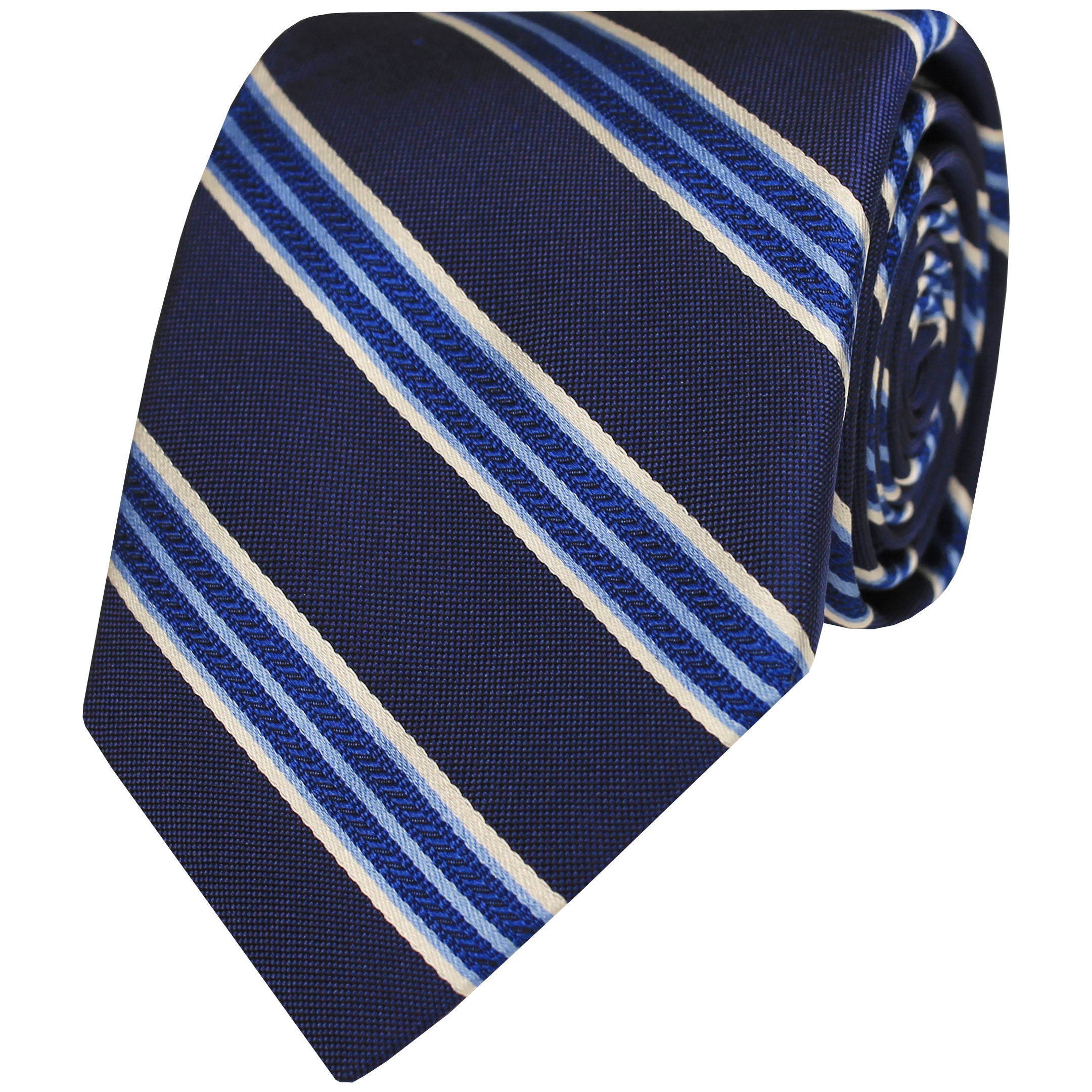 Navy Blue Multi Striped Silk Tie