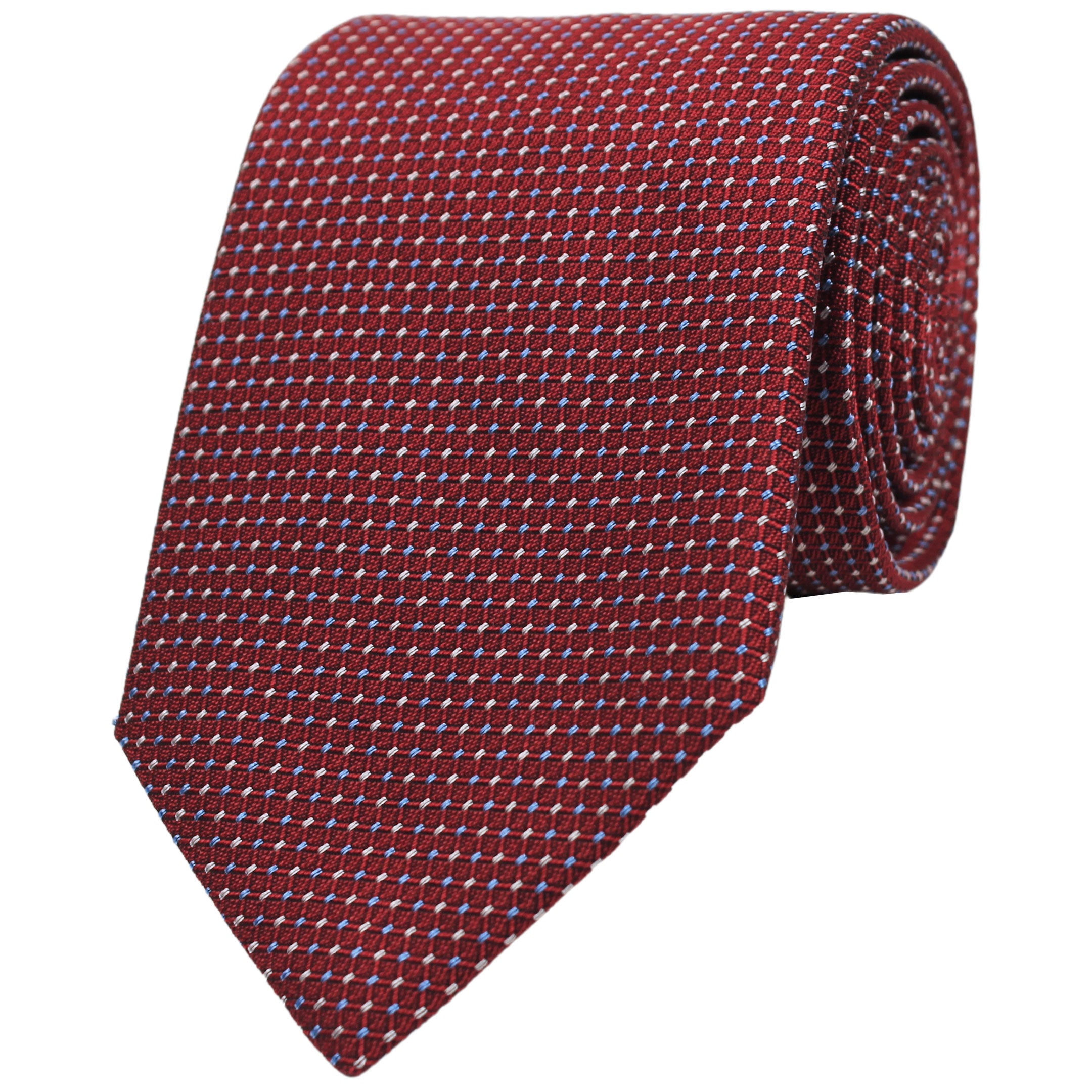 Red Small Squares Silk Cotton Blend Tie