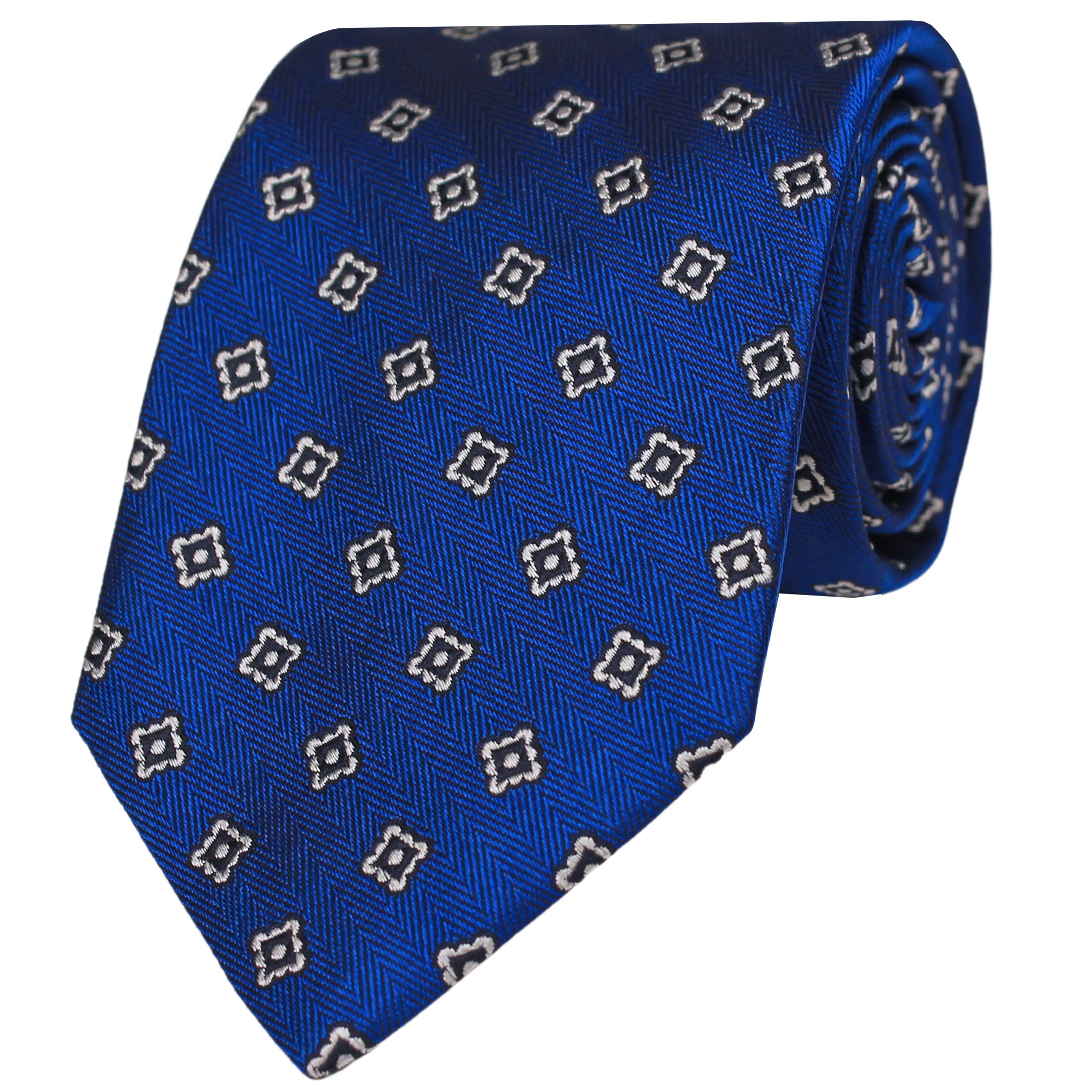 Blue Diamond Herringbone Silk Tie