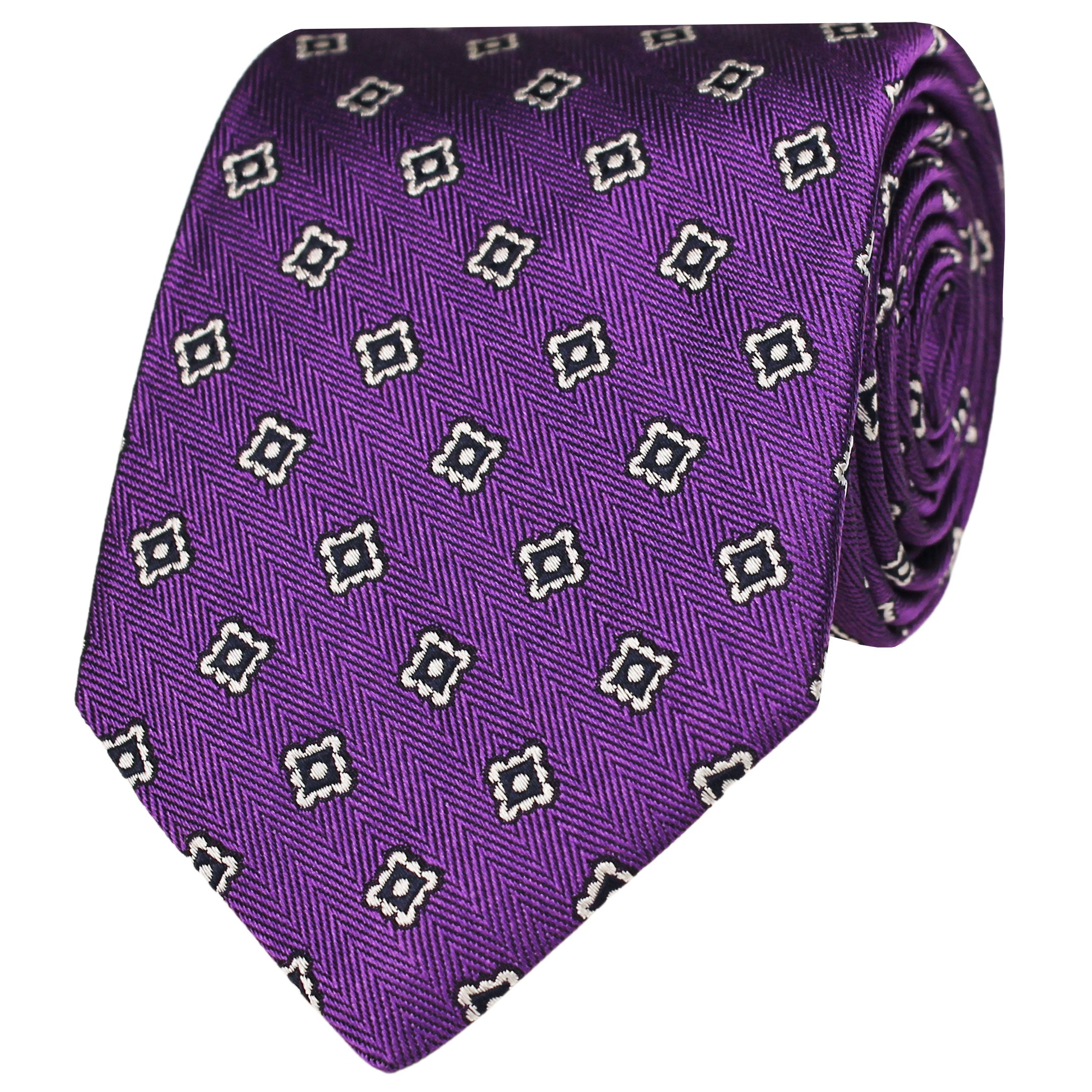 Purple Diamond Herringbone Silk Tie