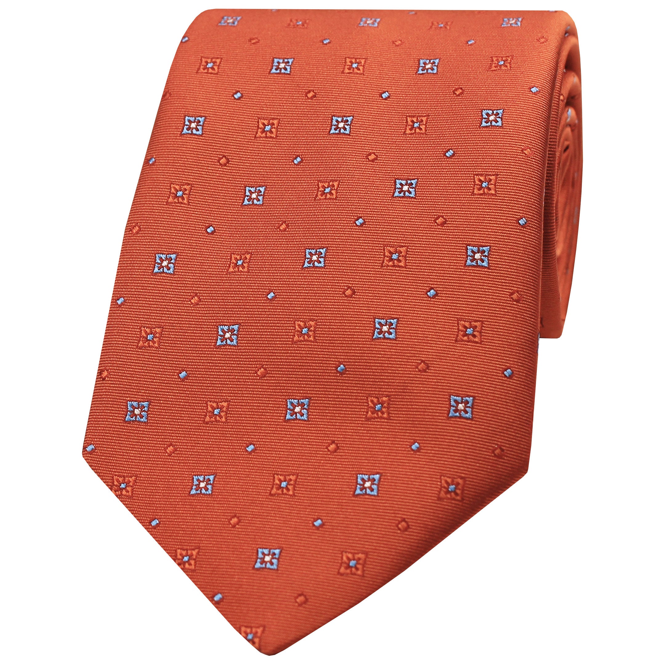 Orange Plain Diamond Silk Tie