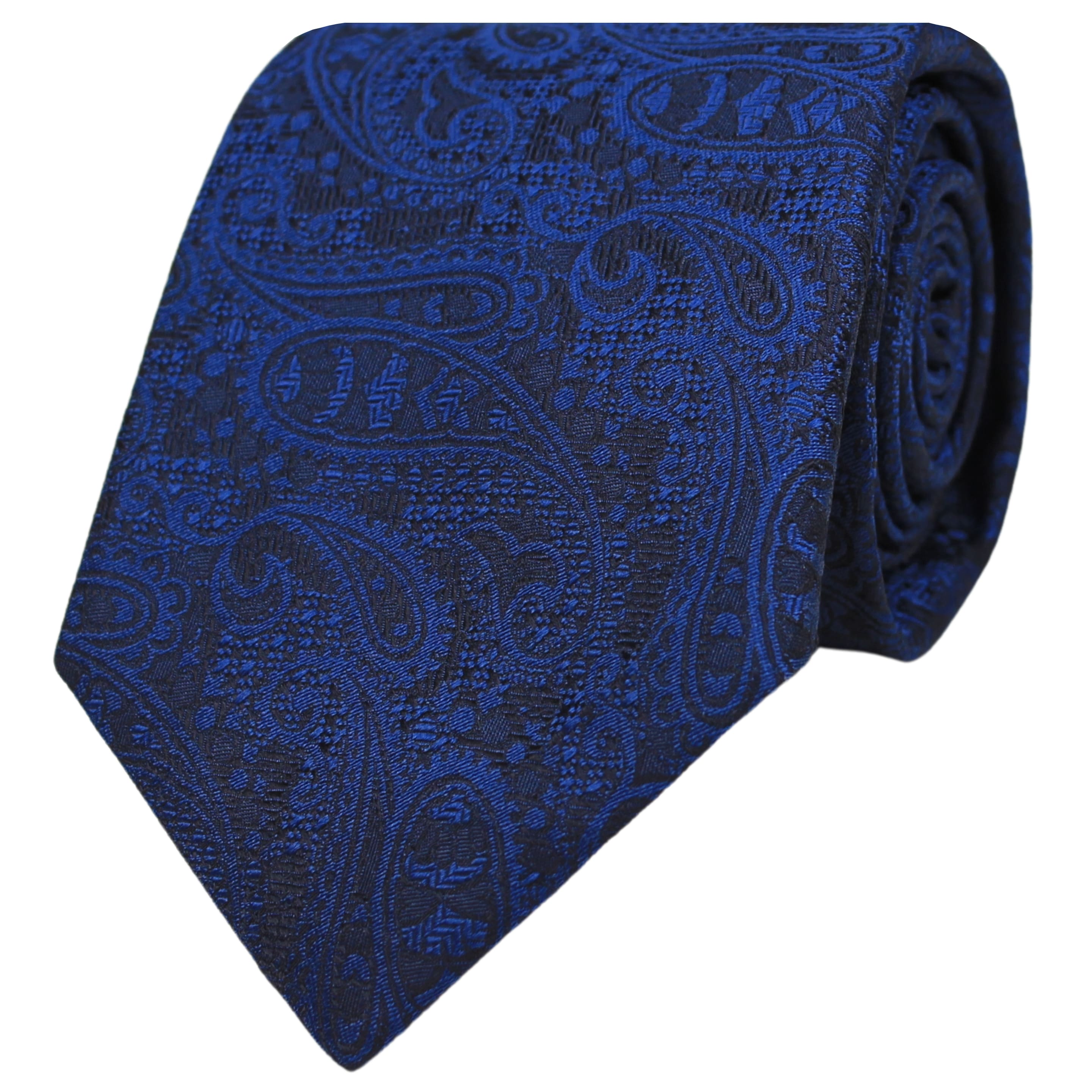 Blue Large Paisley Silk Tie
