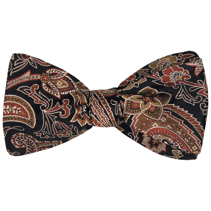 Orange Floral Silk Formalwear Bow Tie