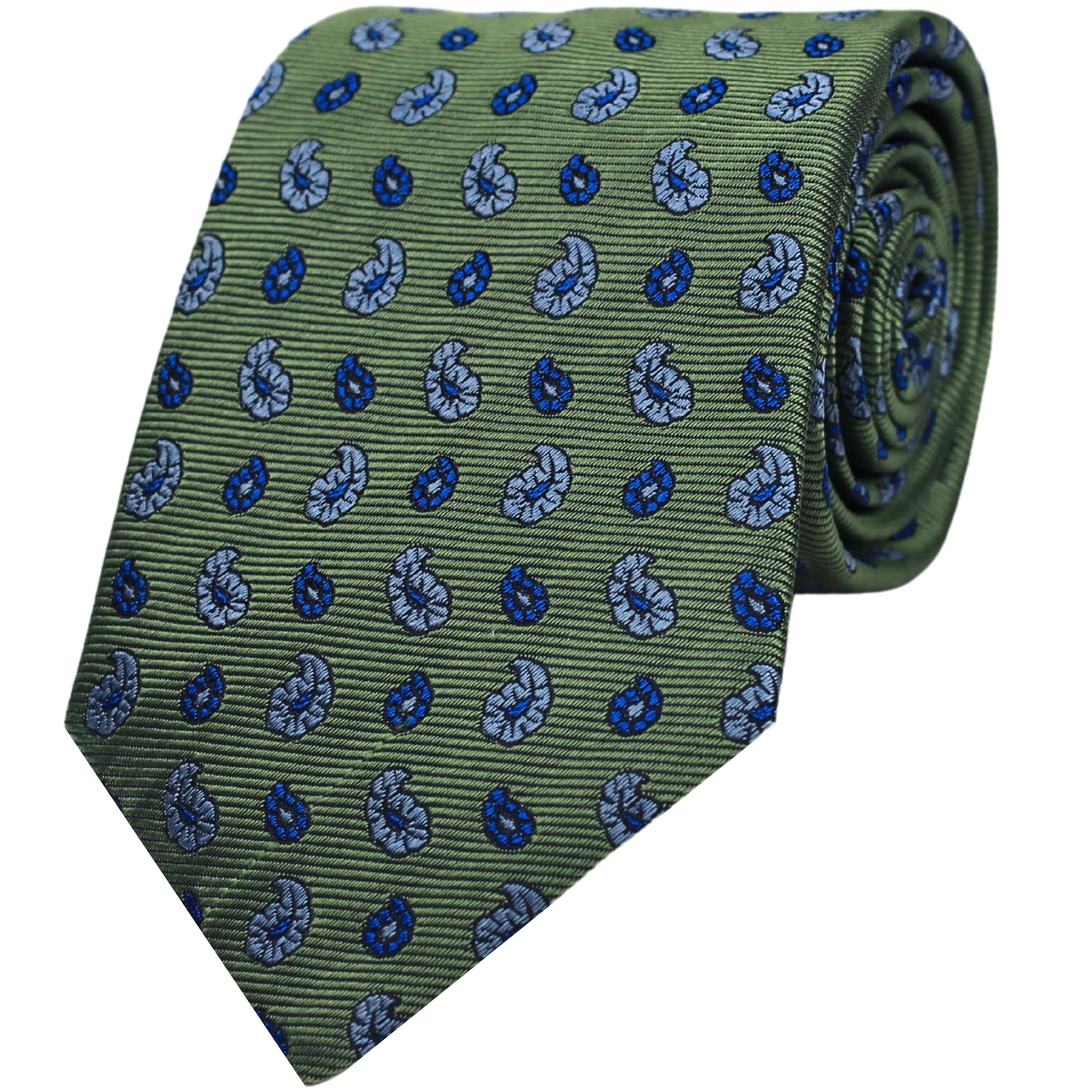 Green Small Paisley Silk Tie